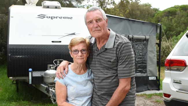 Lorraine and Ron Hulme have been told they need to leave the Rosebud Forshore Camping Reserve. Picture: Josie Hayden