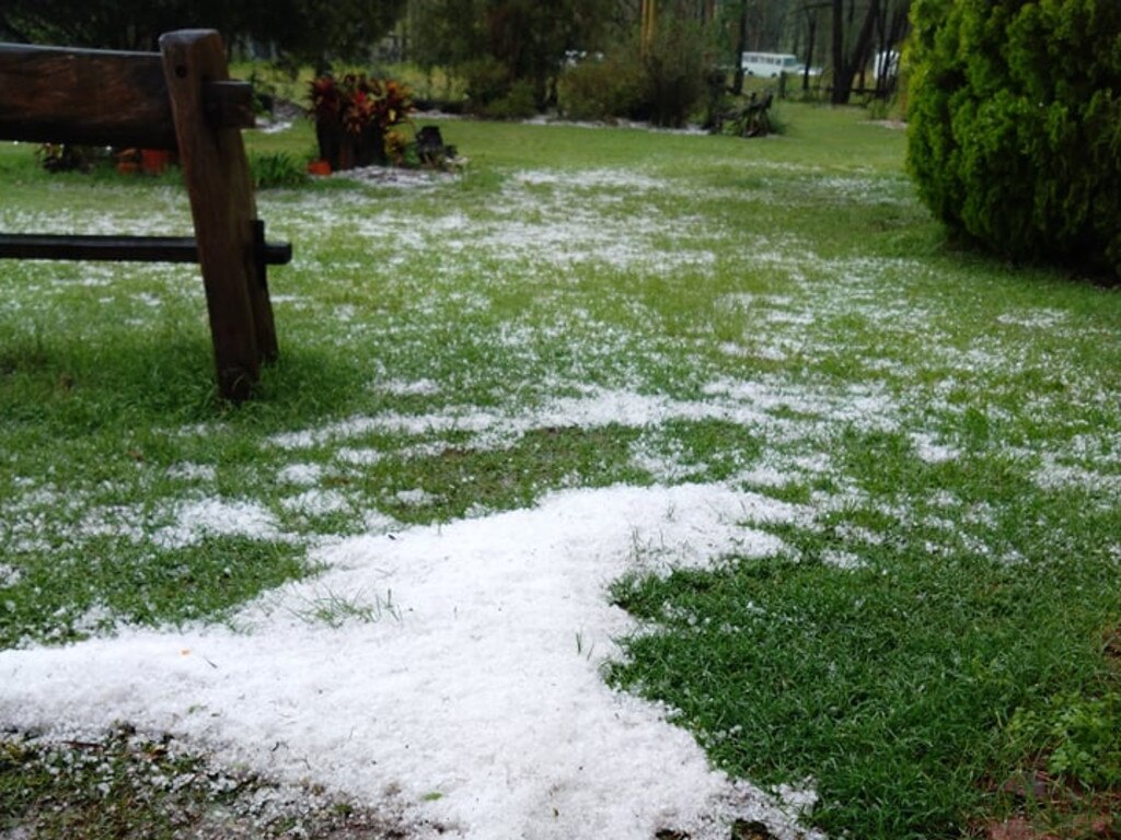 Richard Grimes said hail fell over his South Burnett property during a short storm on Wednesday afternoon.