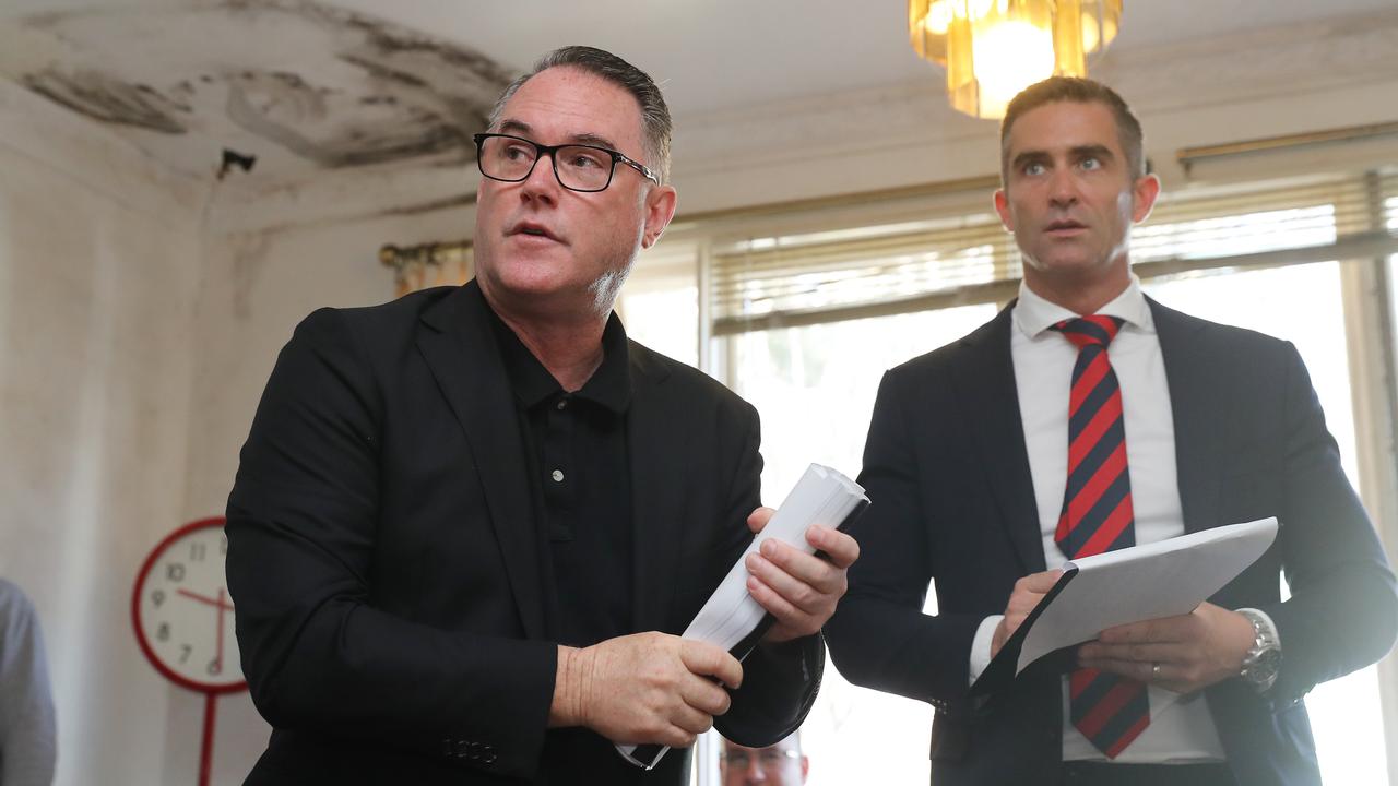 Auctioneer and real estate entrepreneur John McGrath at a recent home auction in Darlinghurst. Picture: David Swift