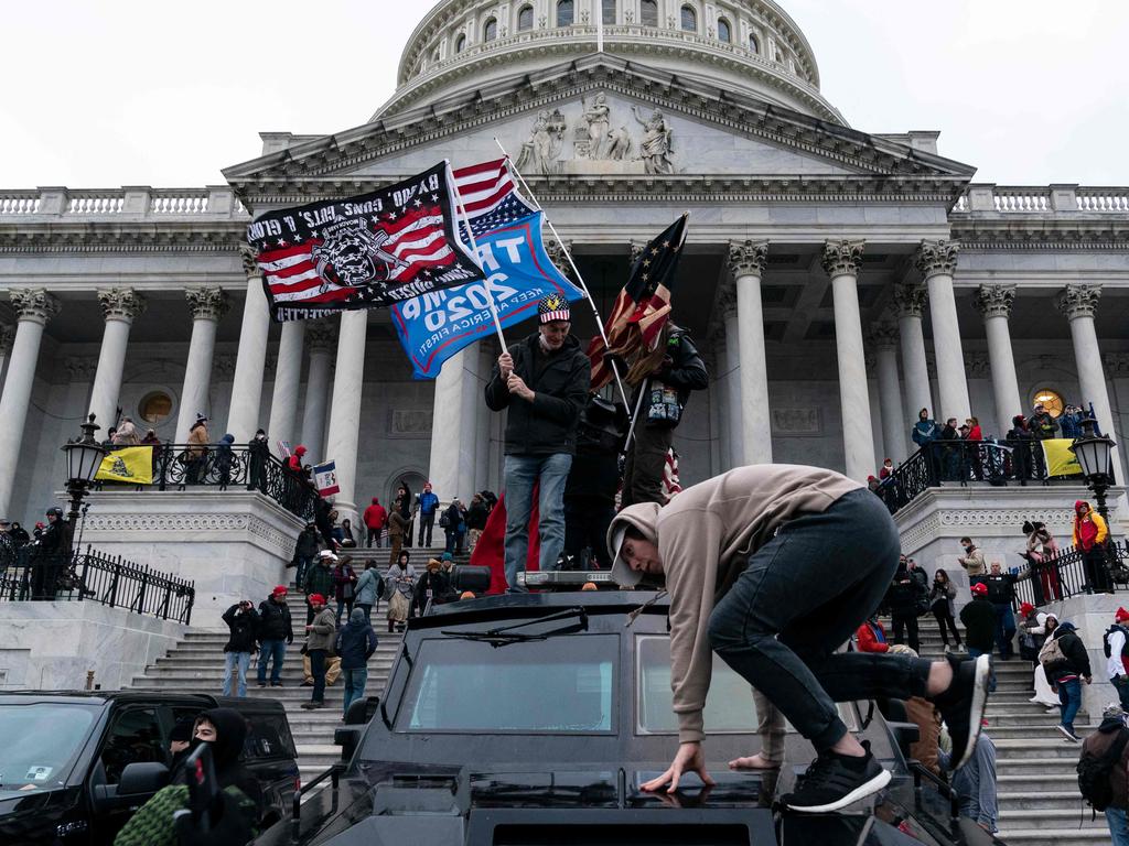 Supporters of US President Donald Trump protest outside the US Capitol. Picture: LEX EDELMAN / AFP