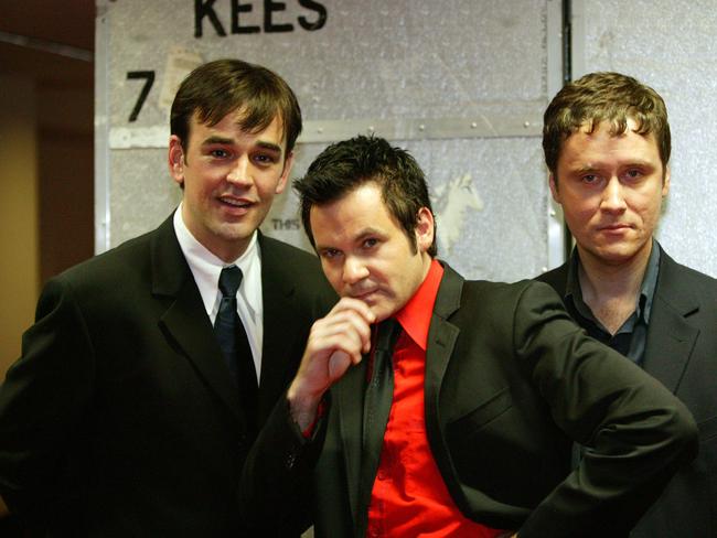 The original Doug Anthony Allstars, Tim Ferguson (left), Paul McDermott and Richard Fidler.