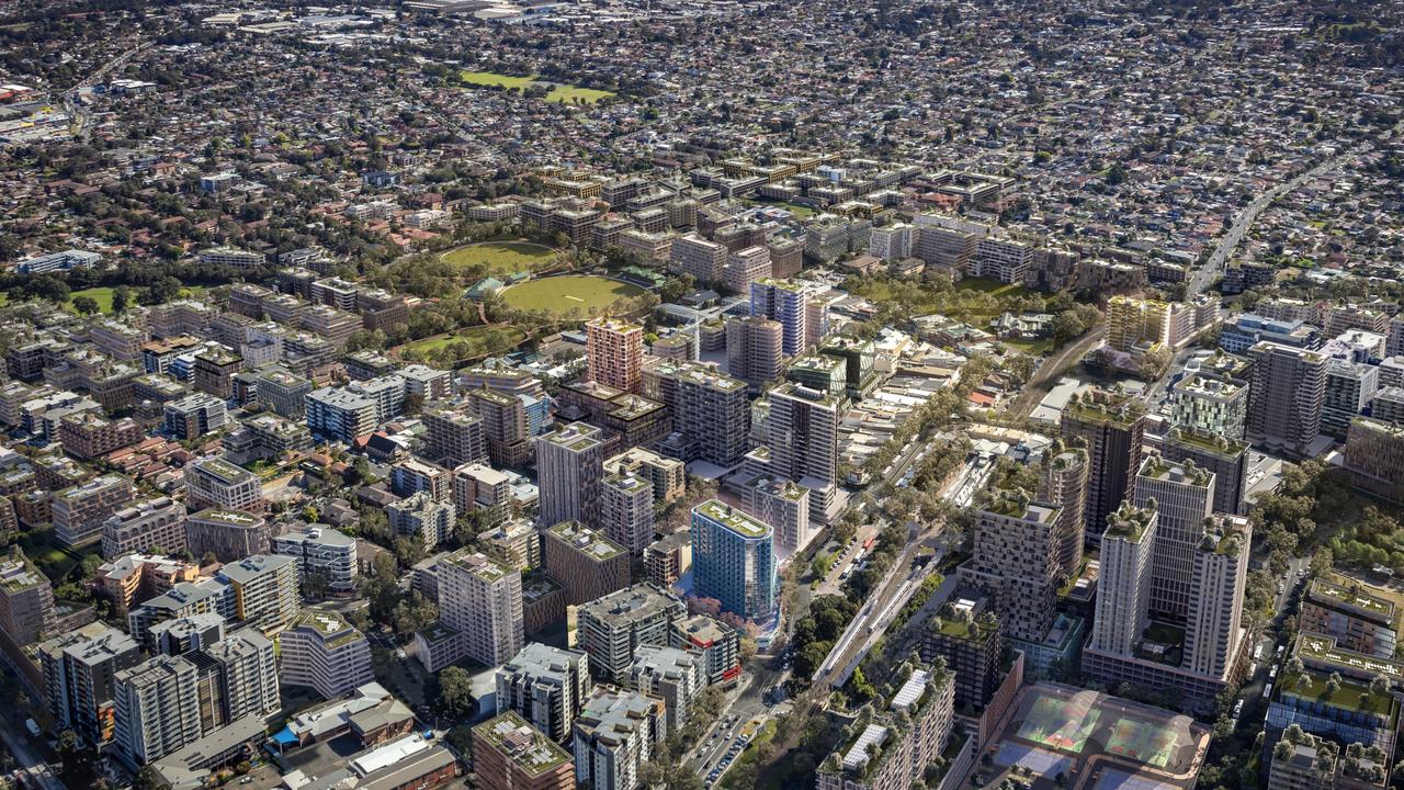 Artist impression of the Bankstown TOD giving an idea of planned development.