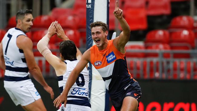 Harry Perryman starred with four goals for the Giants. Picture: AAP