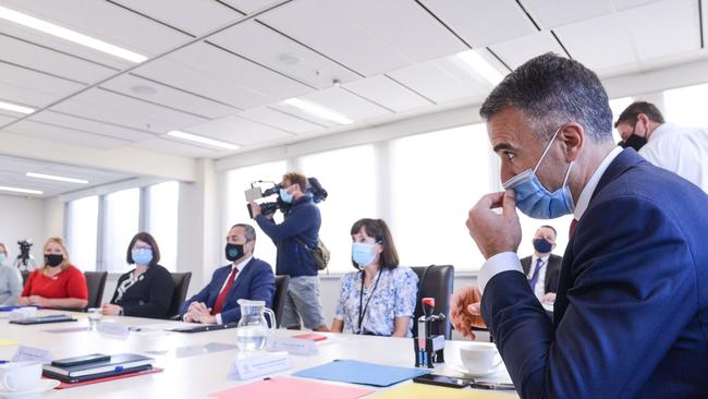 Premier Peter Malinauskas on March 28 chairing the first cabinet meeting of the new Labor Government. Picture: NCA NewsWire / Brenton Edwards