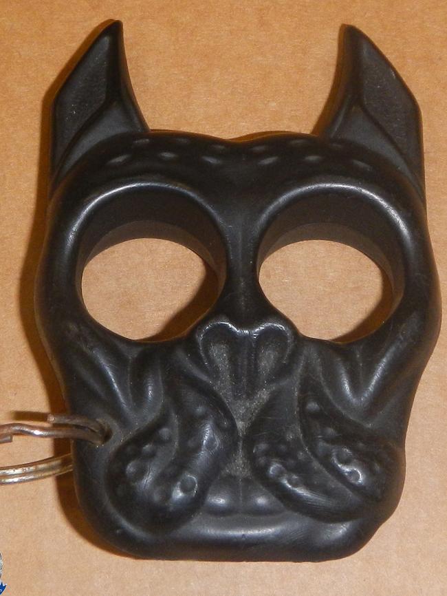 The knuckle duster key ring seized by police at Worrall’s home in May last year. Credit: NSW Police