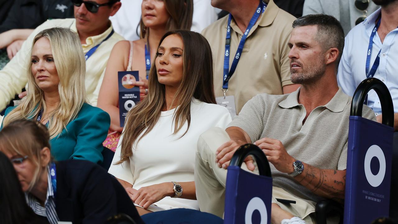 Nadia Bartel and Peter Dugmore take in the Novak Djokovic match. Picture: Michael Klein