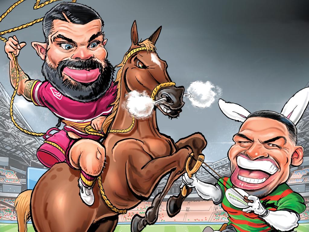 If anyone knows how to rein in Cody Walker it’s his old mate Adam Reynolds. Art: Boo Bailey