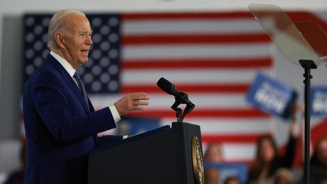 Joe Biden speaks in Tampa, Florida, on Tuesday night. Picture: AFP