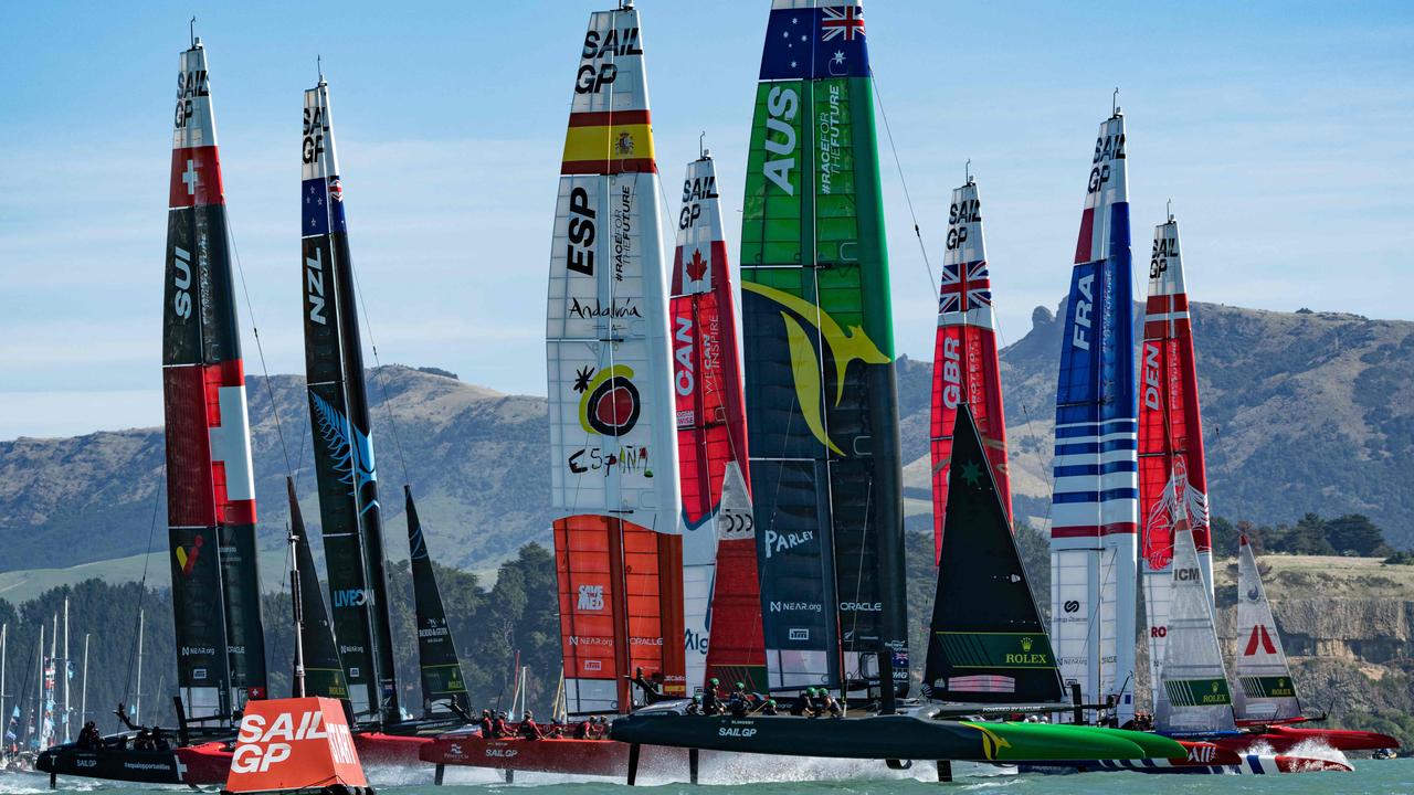 The Aussies are all but certain to race in the Grand Final. (Photo by Bob MARTIN / SailGP / AFP)