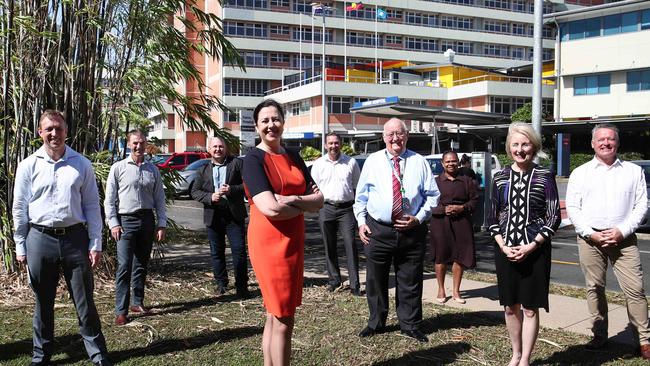 In 2020 Queensland Premier Annastacia Palaszczuk has announced $52.9 million in funding for the Cairns Hospital, which includes $1.5 for a business study into a tertiary training partnership with James Cook University. Queensland Health Minister Steven Miles, Advance Cairns Executive Chairman Nick Trompf, Member for Mulgrave Curtis Pitt, Queensland Premier Annastacia Palaszczuk, Member for Barron River Craig Crawford, Cairns and Hinterland Hospital and Health Service Chairman Clive Skarrott, Member for Cook Cynthia Lui, James Cook University Vice Chancellor Sandra Harding and Member for Cairns Michael Healy and in front of the Cairns Hospital. PICTURE: BRENDAN RADKE