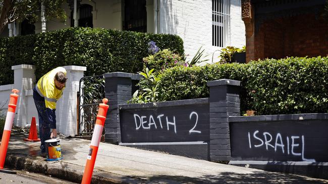 Anti-Semitic graffiti sprayed on homes in Magney Street, Woollhara in December. Picture: Sam Ruttyn