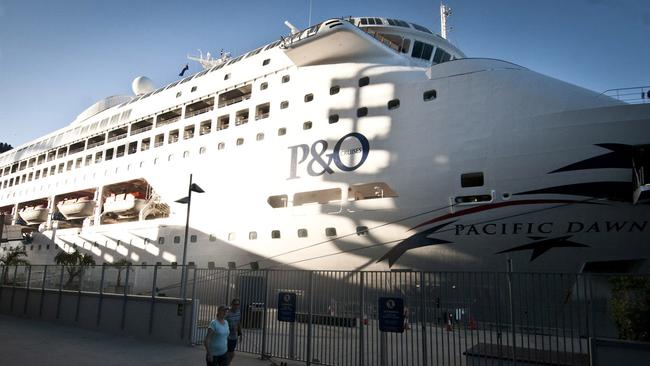 The P&amp;O Pacific Dawn cruise ship docks in the Port of Brisbane. Picture: AAP/ Robert Shakespeare