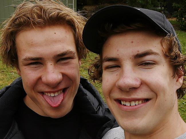 AFL Draft Warragul Twins left to right Ben & Harry McKay posing for the backyard "selfie" Picture by Harry McKay with help from / Picture:Wayne Ludbey