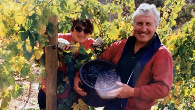 Greg Golding and his wife, Connie, in their vineyard in 1997. Supplied: Golding family​