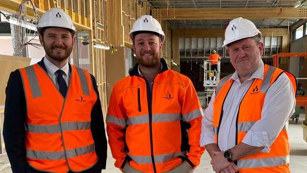 Skills, Training and Workforce Growth Minister Felix Ellis, Master Builders Tasmania CEO Matthew Pollock and Franklin Liberal MP Dean Young. Picture: Supplied