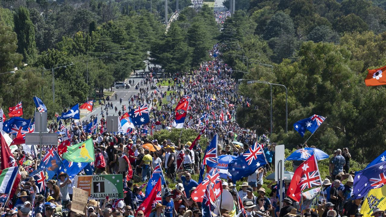 The group is claiming up to 1 million people attended the protest at the weekend. Picture: NCA NewsWire / Martin Ollman