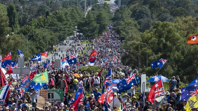 The group is claiming up to 1 million people attended the protest at the weekend. Picture: NCA NewsWire / Martin Ollman