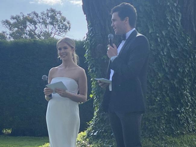 Sarah and William Myer at their wedding celebration. Picture: Instagram