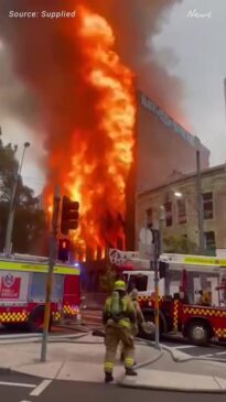 Footage of Sydney fire from Elizabeth St, Surry Hills