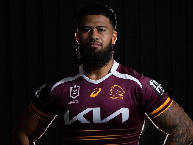 SYDNEY, AUSTRALIA - FEBRUARY 10: Payne Haas of the Brisbane Broncos poses for a photo during the 2025 NRL Premiership Media Launch at Events by Alpha on February 10, 2025 in Sydney, Australia. (Photo by Darrian Traynor/Getty Images)