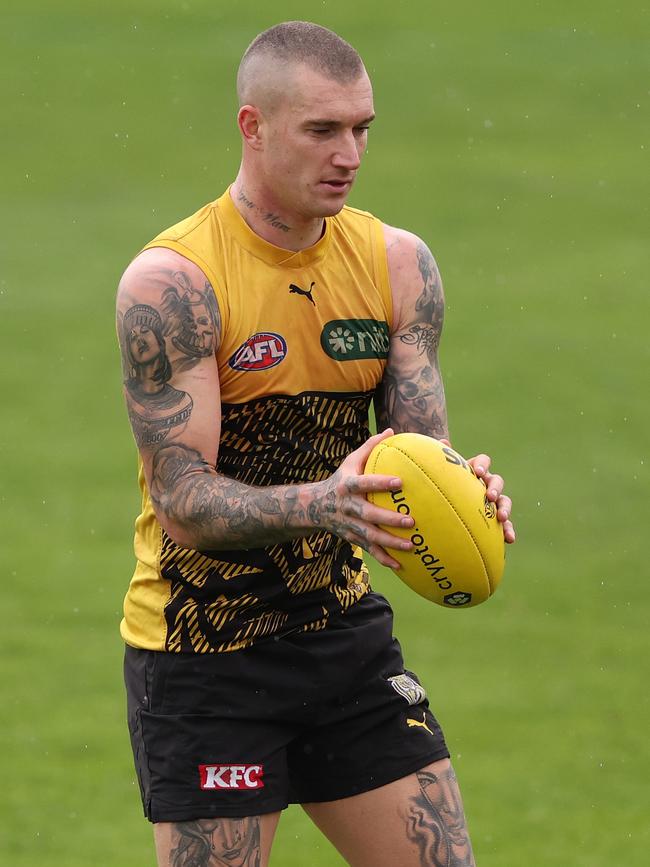 Dustin Martin had 35 touches from zero centre bounces against St Kilda. Picture: Robert Cianflone/Getty Images