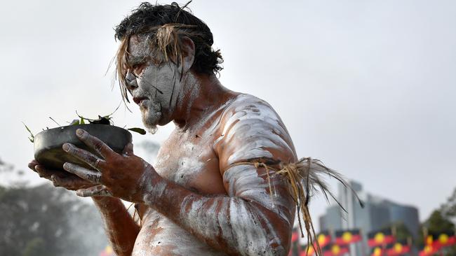 In Sydney, Australia Day begins with the WugulOra (one mob) morning ceremony at Barangaroo. Picture: AAP