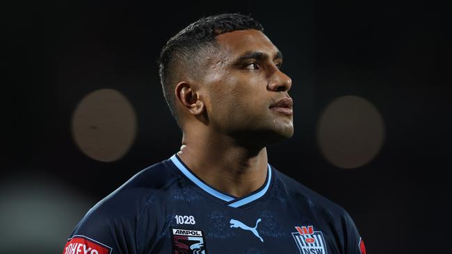 ADELAIDE, AUSTRALIA - MAY 31:  Tevita Pangai Junior of the Blues looks on after defeat during game one of the 2023 State of Origin series between the Queensland Maroons and New South Wales Blues at Adelaide Oval on May 31, 2023 in Adelaide, Australia. (Photo by Mark Kolbe/Getty Images)