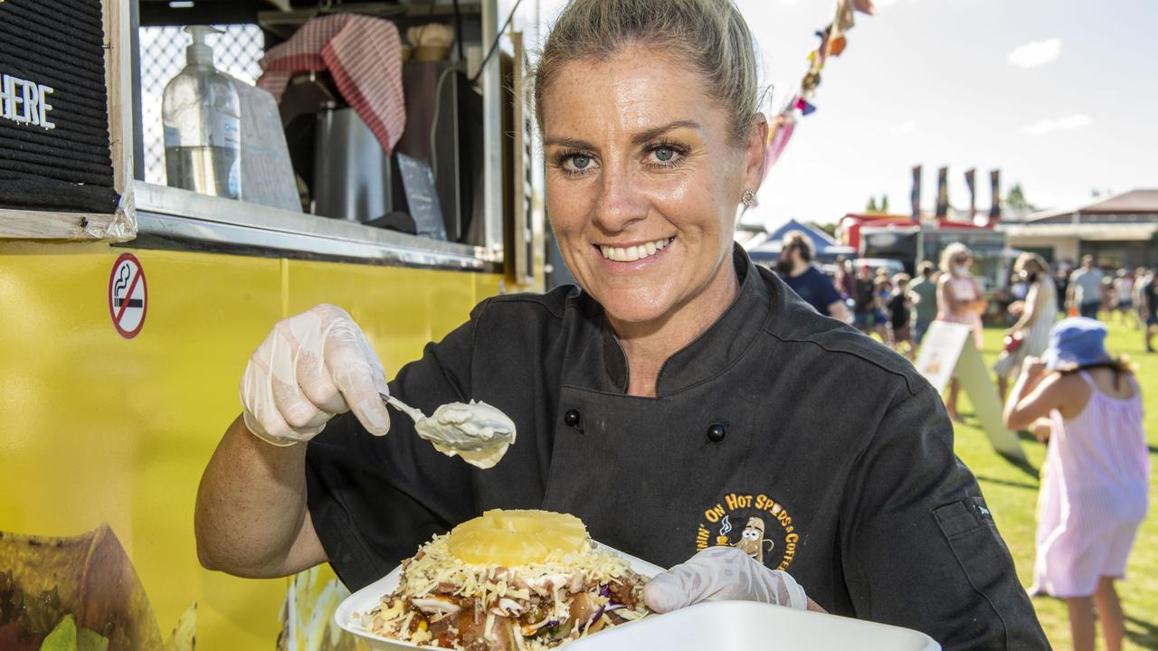 Leisa Bowtell from Runnin on Hot Spuds and Coffee at the Toowoomba Street Food Festival at Pittsworth. Picture: Nev Madsen.