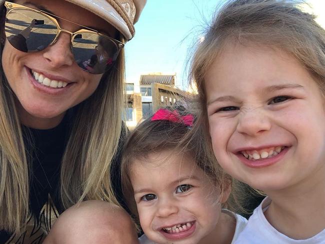 Candice Warner with her daughters Indi and Ivy.