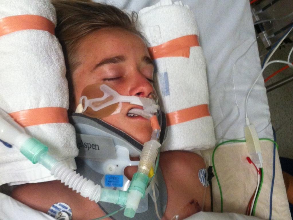 Ryan Meuleman after in hospital after the crash.