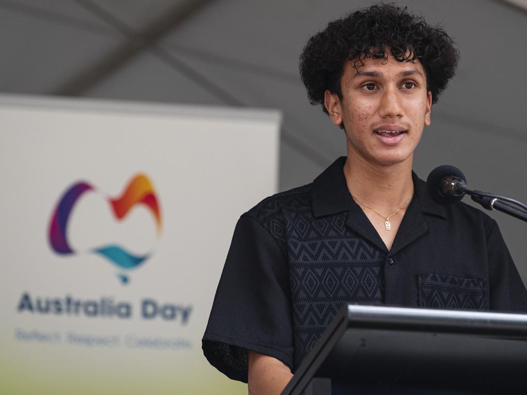 Toowoomba Junior Sports Award recipient Iskcon Gyawali at the Toowoomba Australia Day celebrations at Picnic Point, Sunday, January 26, 2025. Picture: Kevin Farmer