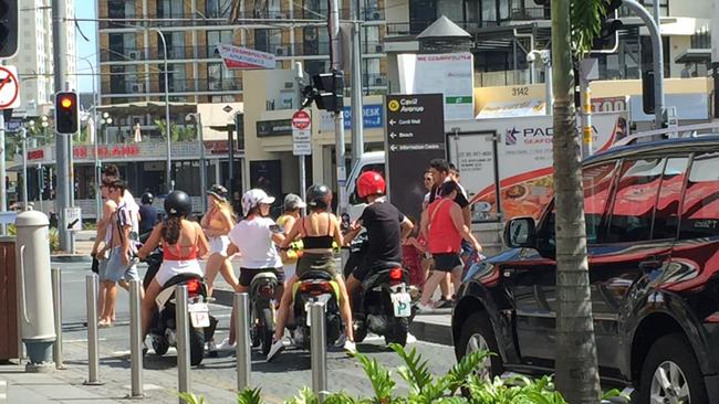 The streets of Surfers Paradise during Schoolies. Picture: Tali Eley