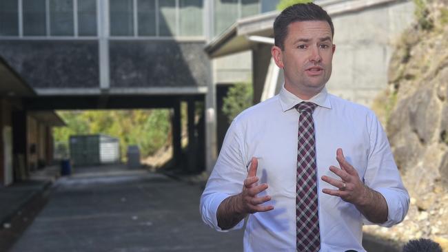 Labor leader MP Dean Winter speaks to the media on at the University of Tasmania on Wednesday, November 6, 2024.