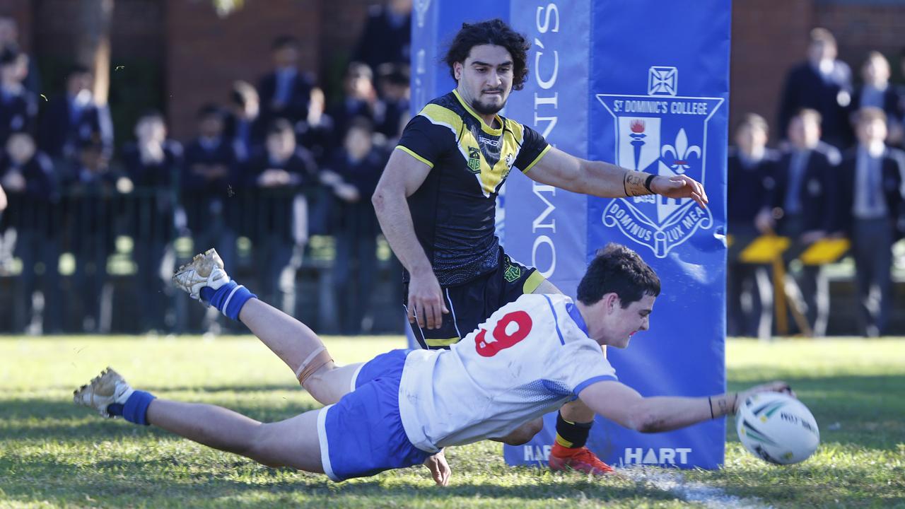 Riley Pollard scores one of his two tries. Pic: Richard Dobson.