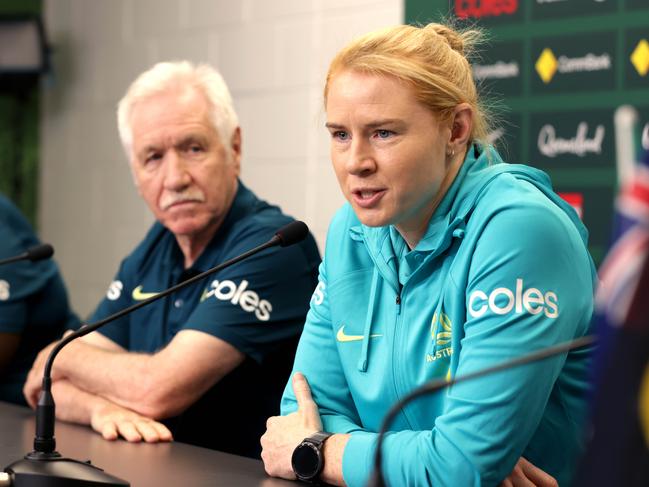 Interim Matildas coach Tom Sermanni said the match was a fitting farewell for Polkinghorne. Picture: Steve Pohlner