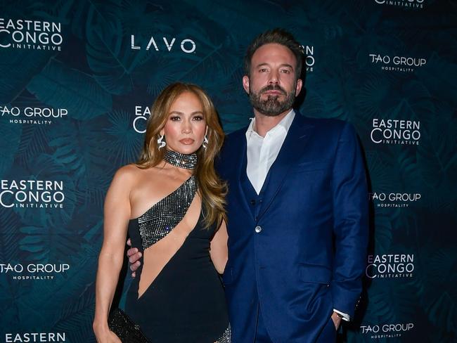 LAS VEGAS, NEVADA - NOVEMBER 17:  Jennifer Lopez and Ben Affleck attend the 2023 Eastern Congo Initiative Poker and Blackjack Tournament hosted by TAO Group Hospitality at LAVO Restaurant & Nightclub at The Palazzo at The Venetian Resort Las Vegas on November 17, 2023 in Las Vegas, Nevada. (Photo by Mindy Small/Getty Images)