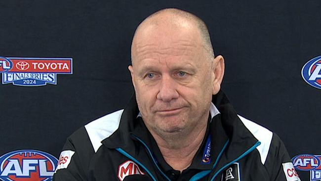 Ken Hinkley addressed the media after Port Adelaide's preliminary final loss to Sydney.