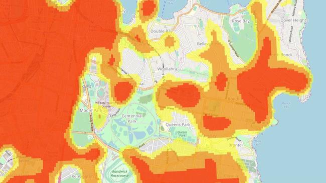 Steal from motor vehicle crime hot spot map for 2017-18 year. Courtesy of the NSW Bureau of Crime Statistics and Research.