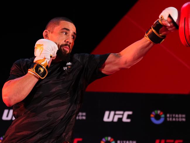 RIYADH, SAUDI ARABIA - JUNE 19: Robert Whittaker of New Zealand works out for fans and media during the UFC Fight Night open workout at WWE Experience on June 19, 2024 in Riyadh, Saudi Arabia. (Photo by Jeff Bottari/Zuffa LLC via Getty Images)