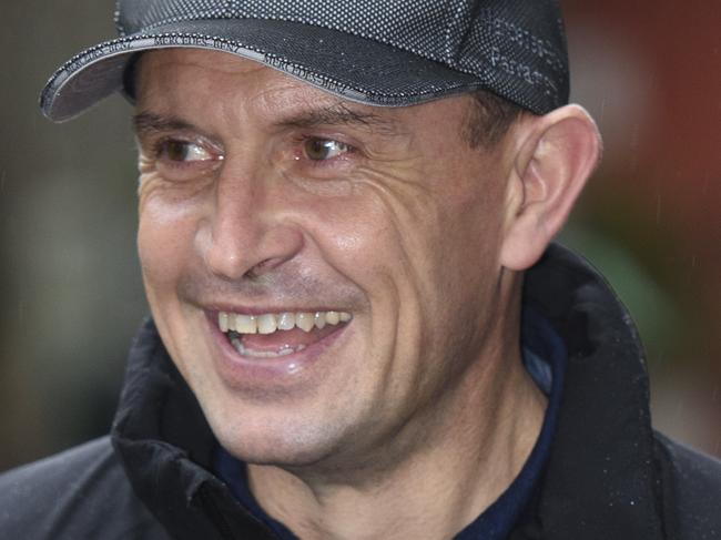 MELBOURNE, AUSTRALIA - OCTOBER 26:  Trainer Chris Waller speaks to the media at Flemington Racecourse on October 26, 2017 in Melbourne, Australia.  (Photo by Vince Caligiuri/Getty Images)