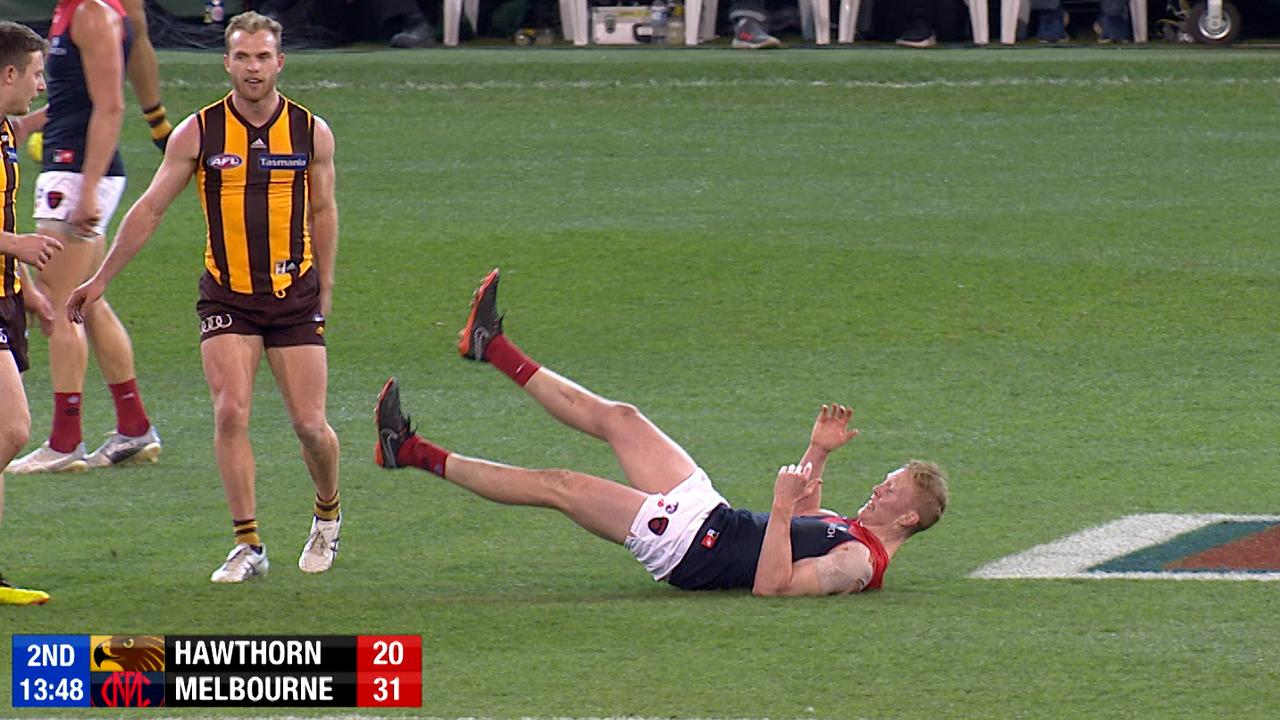 Melbourne's Clayton Oliver has come under fire for this incident against Hawthorn.
