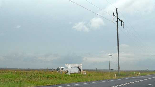 FIRE ON HIGHWAY: Police are redirecting traffic from the highway towards Cecil Plains Rd. Picture: Meg Gannon