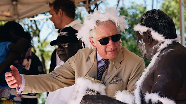 His Royal Highness Prince Charles is welcomed to country with a sacred â€˜Wuyalâ€™ ceremony, which will reveal the Malka (feather) string that connects the Rirratjingu people to their land. Led by traditional owner and ceremony leader Witiyana Marika, at Mount Nhulun where the spirit being Wuyal (sugar bag honey man) climbed to the top of the hill and named the areas around Nhulunbuy, and gave the Rirratjingu people their sacred knowledge. The Prince of Wales then met with senior members of the Rirratjingu Aboriginal Corporation, and Dhimurru Aboriginal Corporation during the first day of his visit to the Northern Territory.