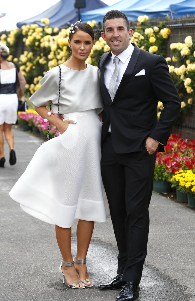 Jodi and Braith Anasta in the Birdcage at Derby Day 2014. Picture: Bradley Hunter