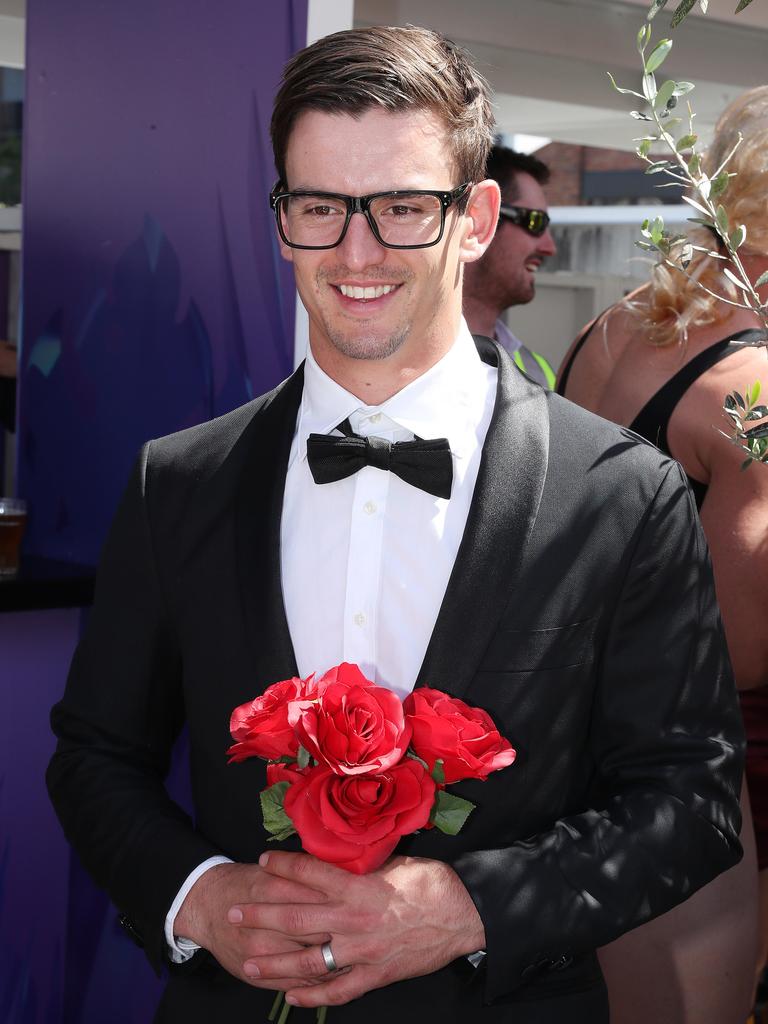 Jarryd Lyons as The Bachelor at the Brisbane Lions' Mad Monday celebrations at The Boundary, West End. Picture: Liam Kidston