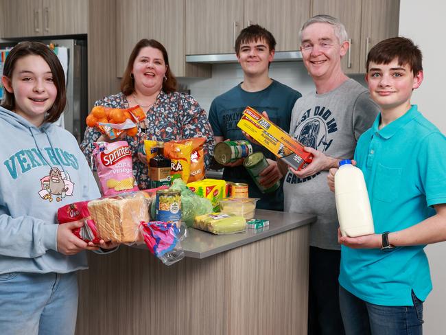 The Priestley family, Emily, 15, Denia, Peter, 17, Mark, and Ben, 13, at home, in Marsden Park, pictured in 2022. Picture: Justin Lloyd.