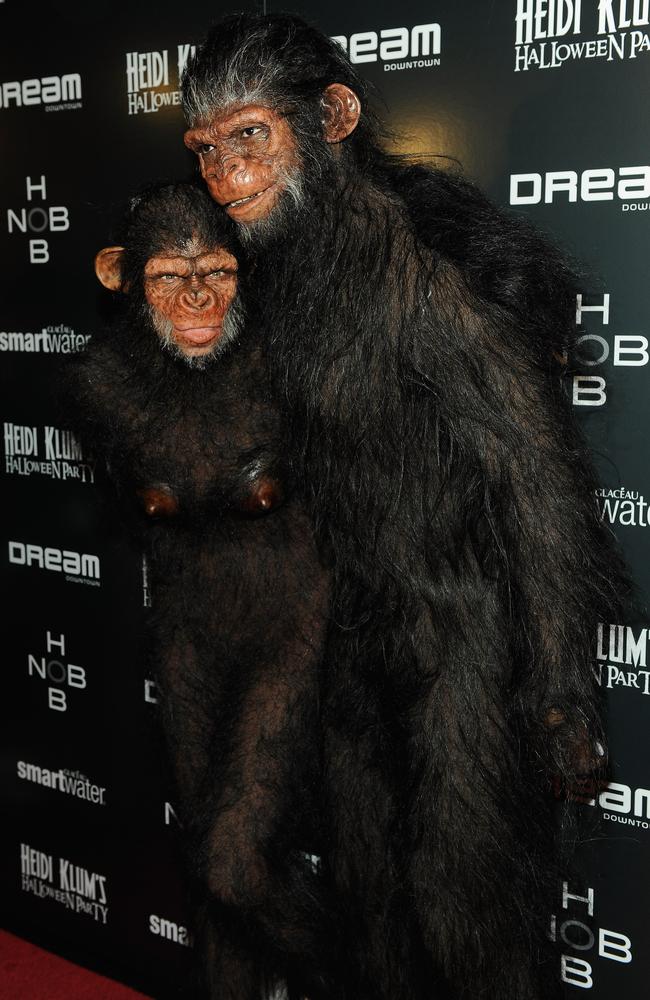 2011: Second party of 2011 saw Klum and Seal dress up in a Planet of the Apes style costume. Picture: Jemal Countess/Getty Images