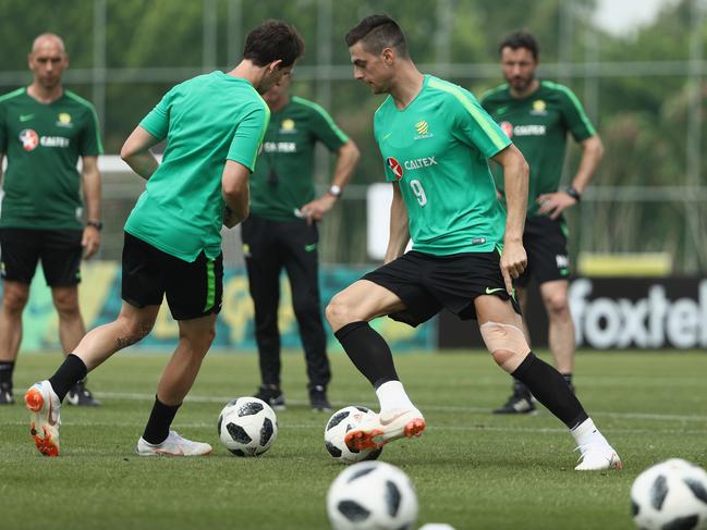 ANTALYA, TURKEY - MAY 25: Tomi Juric of Australia controls the ball during the Australian Socceroos Training Session at Gloria Football Club on May 25, 2018 in Antalya, Turkey.  (Photo by Robert Cianflone/Getty Images)