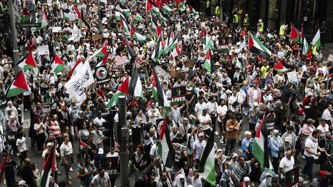 Thousands turn out as a pro-Palestine rally takes place in Sydney's Hyde park. NCA NewsWire/ Dylan Robinson