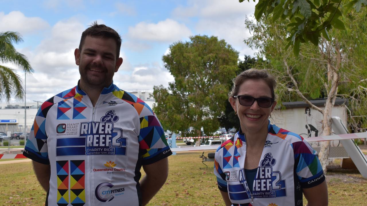 Rockhampton riders Luke Sweeney and Jody Currie at the River2Reef Ride. Picture: Tara Miko